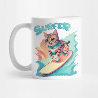 Surfer Cute Cat Summer Fun Mug